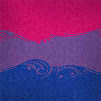 Elegant swoops and swirls separate each color of the Bisexual pride flag.