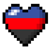 Large heart made of pixels in the colors of the Polyamory pride flag.