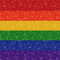 LGBT pride rainbow flag made of faux glitter and sparkles.
