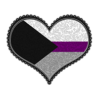 Elegant lace heart carved with floral design in Demisexual pride flag colors.