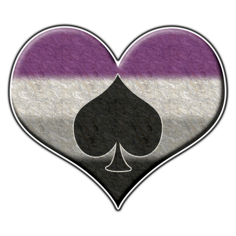 Large texture heart filled with the colors of the Asexual pride flag  and ace pride symbol.