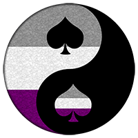 Asexual pride Yin and Yang symbol with matching ace symbols.