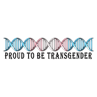 Proud to be Me text with a Transgender colored strand of DNA.