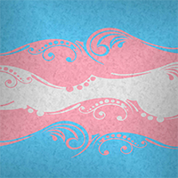 Elegant swoops and swirls separate each color of the Transgender pride flag.