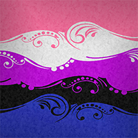 Elegant swoops and swirls separate each color of the Gender Fluid pride flag.