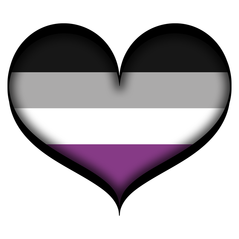 Large infinity symbol made out of Asexual pride flag stripes.