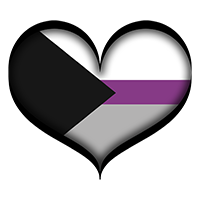 Large heart in Demisexual pride flag colors with black frame.