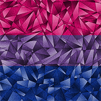 Large high-resolution fractal Bisexual pride flag with abstract lines and tringles.