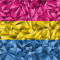 Large high-resolution fractal Pansexual pride flag with abstract lines and tringles.