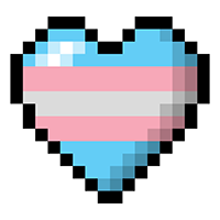 Large heart made of pixels in the colors of the Transgender pride flag.