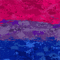 Large high-resolution Bisexual pride flag made of paint splatter and drips.