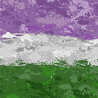 Large high-resolution Genderqueer pride flag made of paint splatter and drips.