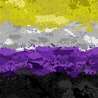Large high-resolution Non-Binary pride flag made of paint splatter and drips.