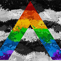 Large high-resolution LGBT Ally pride flag made of paint splatter and drips.