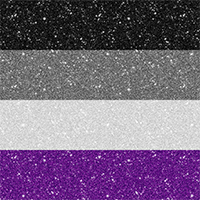 Asexual pride flag made of faux glitter and sparkles.