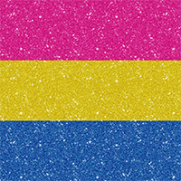 Pansexual pride flag made of faux glitter and sparkles.