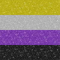 Non-Binary pride flag made of faux glitter and sparkles.
