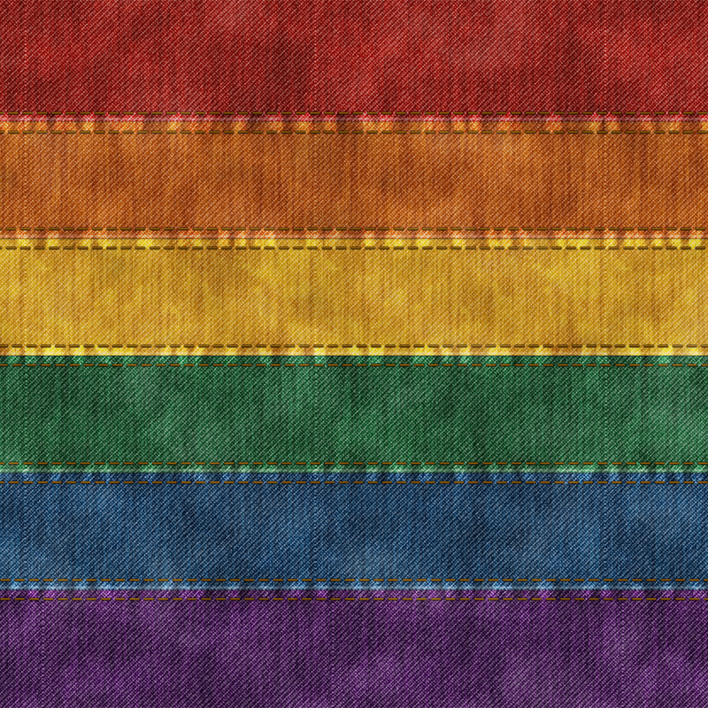 Realistic, seamless, denim texture in the colors of the LGBT rainbow pride flag.