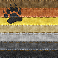 Realistic, seamless, denim texture in the colors of the Gay Bear pride flag.