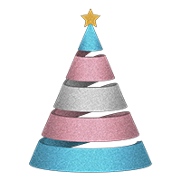 Spiral glitter Christmas tree in the colors of the Transgender pride flag.