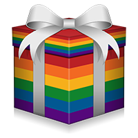 Asexual Pride Flag Colored Gift Box with lid and bow.